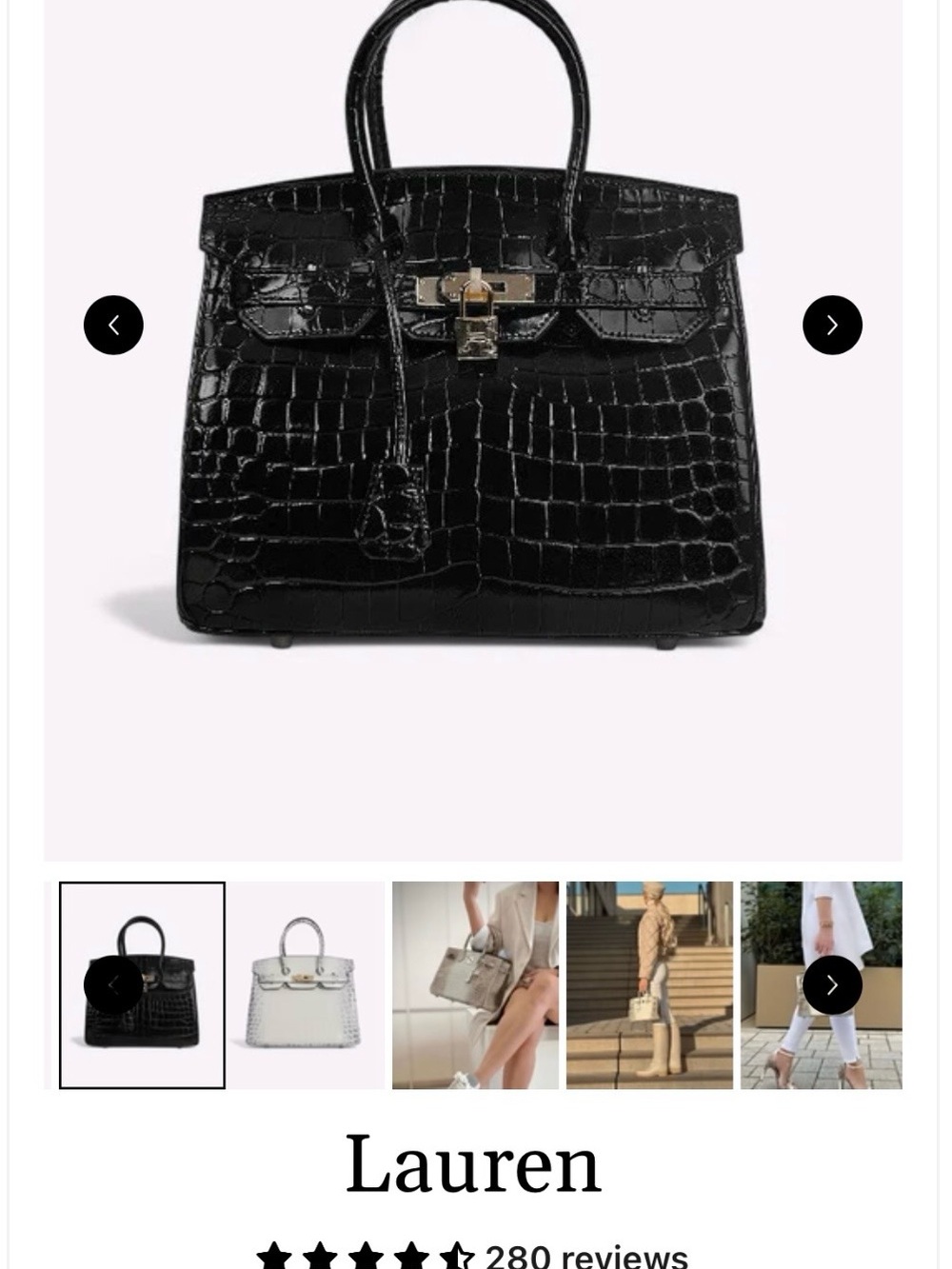 Black Croc-Embossed Leather Satchel by